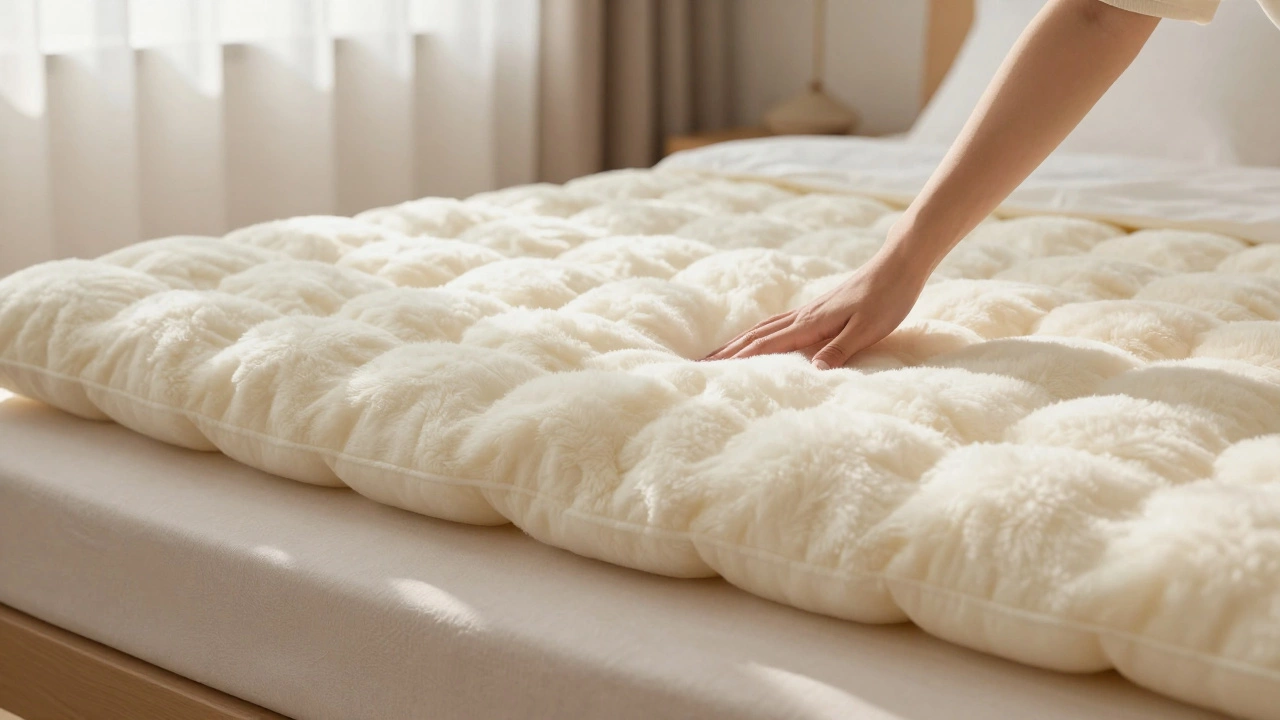 Fluffy mattress topper added to a sleeper sofa
