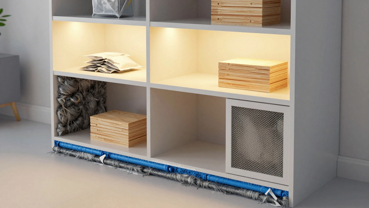 Sealed storage unit with protective measures and deterrent items visible