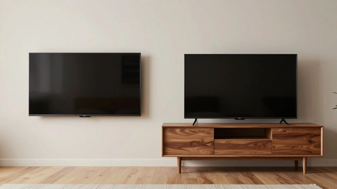 Comparison of a wall-mounted TV versus one on a media stand