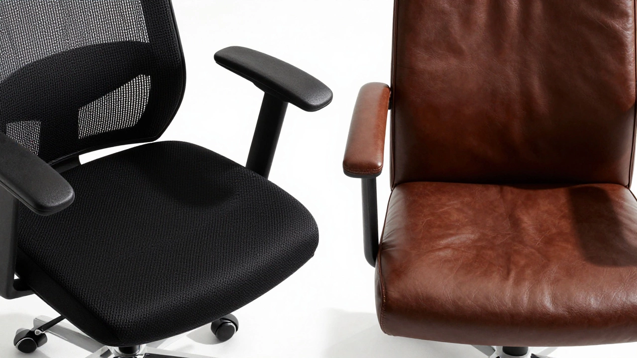 Comparison of breathable mesh and leather office chair seat materials