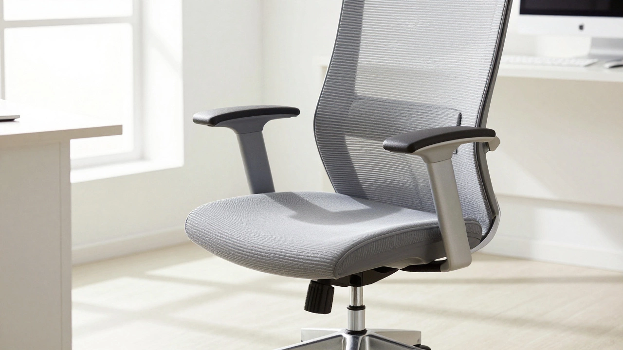 Modern ergonomic office chair with mesh back in a bright, clean workspace