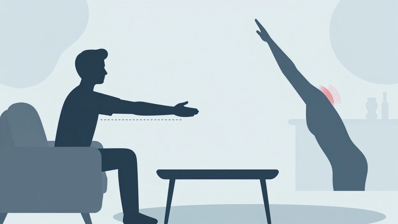 Diagram showing ergonomic arm alignment with coffee table height