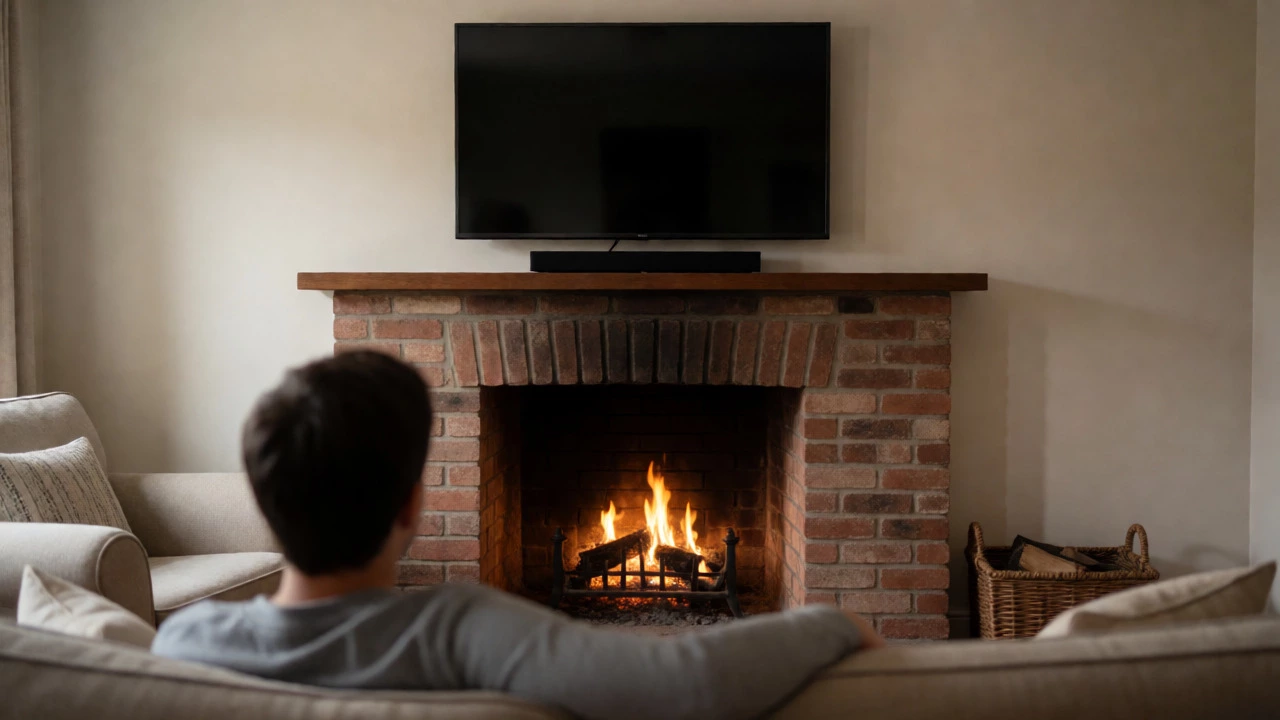 TV mounted too high above fireplace