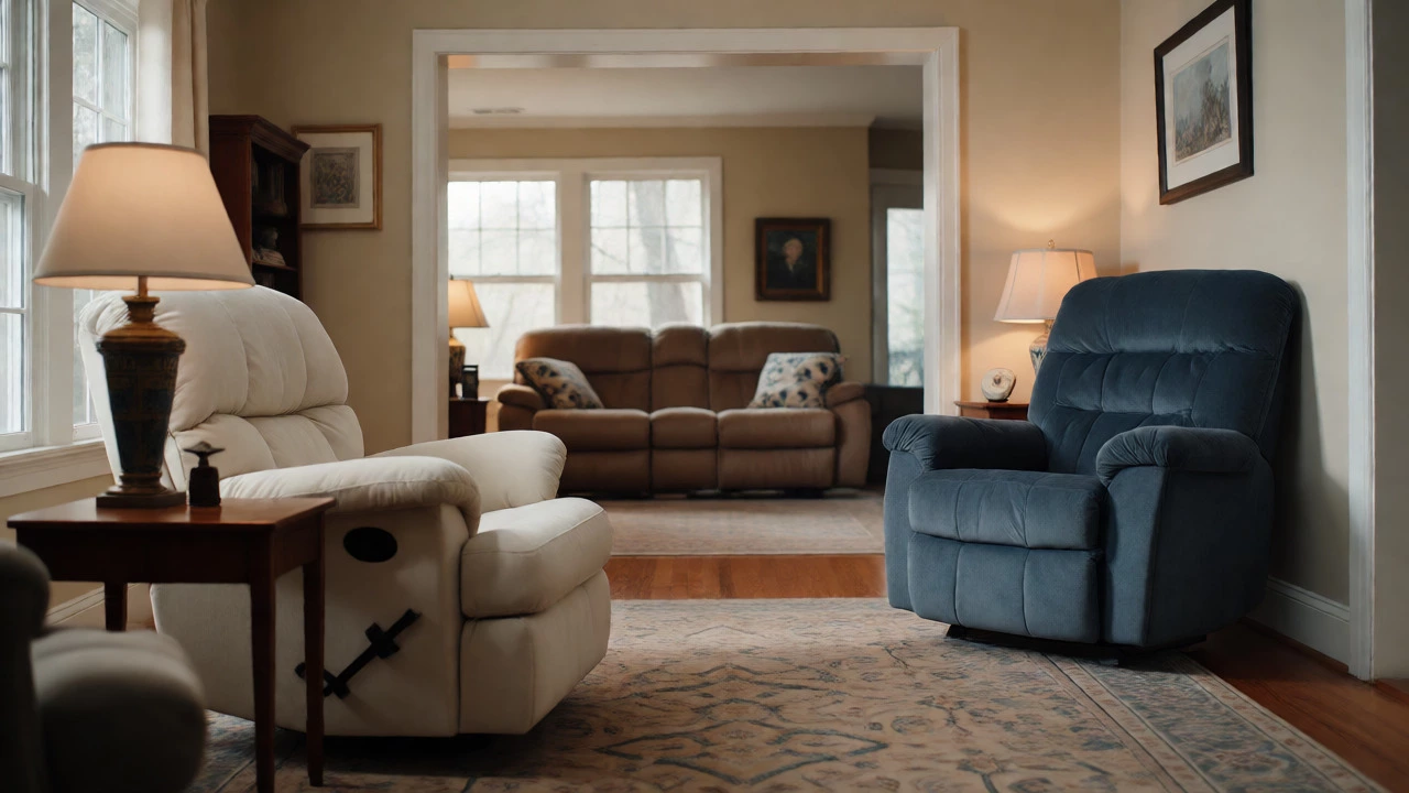 Living room display of various recliner styles for different needs