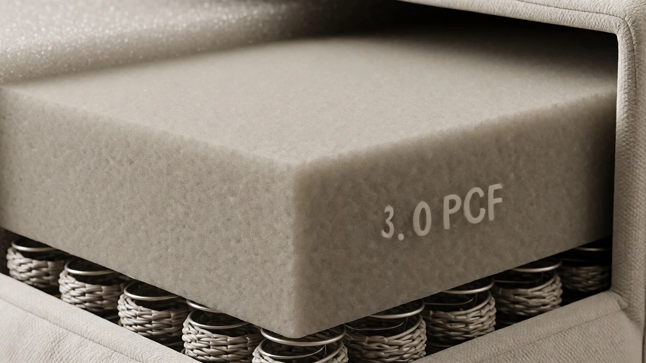 Cutaway view of high-density foam and hand-tied springs