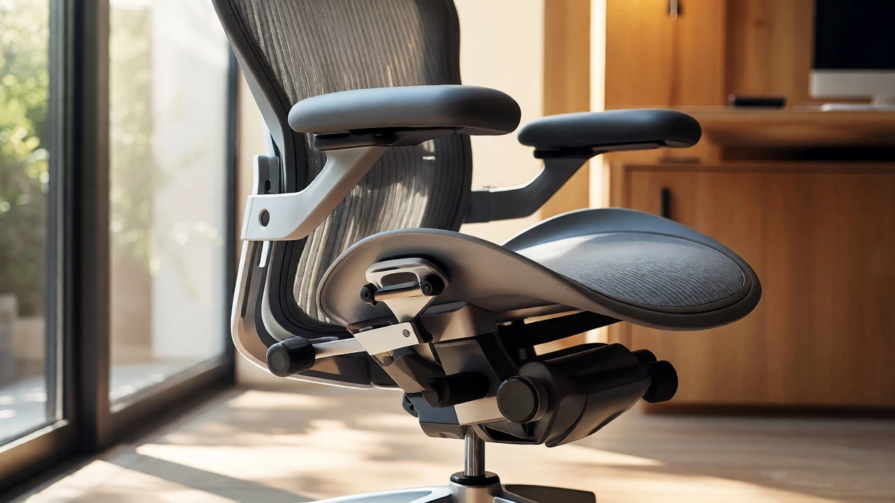 Premium mesh ergonomic office chair in a modern bright office