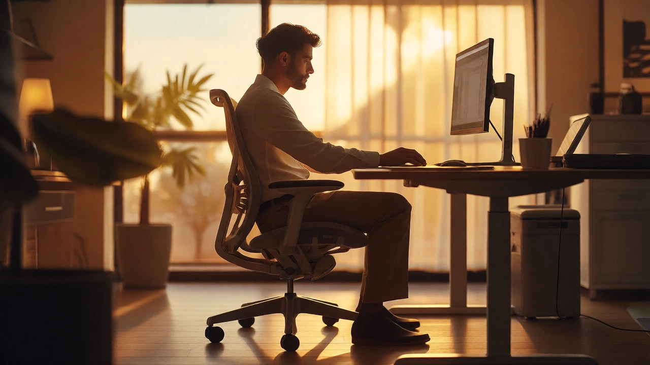 Professional working in perfect posture in a high-end ergonomic chair